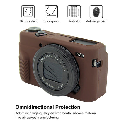 PULUZ Soft Silicone Protective Case for Canon EOS G7 X Mark II(Coffee)-garmade.com