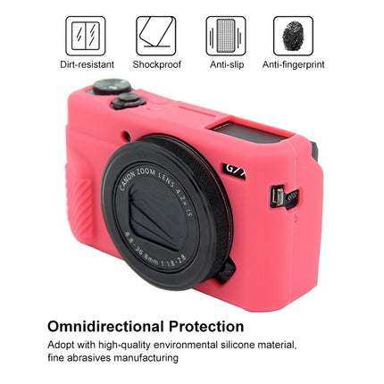 PULUZ Soft Silicone Protective Case for Canon EOS G7 X Mark II(Rose Red)-garmade.com