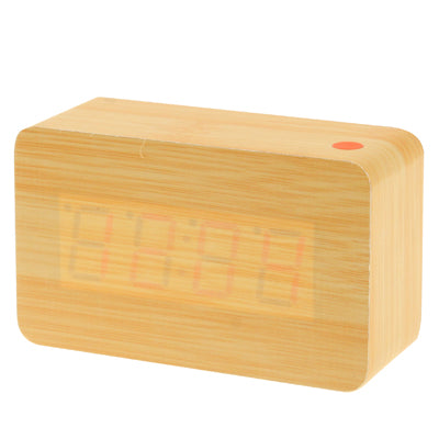 Green Number USB / Battery Wooden Clock with Voice Control (Alternately display time, month & date and temperature)(Green)-garmade.com