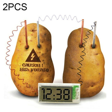 DIY Novel Green Science Potato Digital Clock Educational Kit with 2 inch LCD Screen (Potato NOT Included)(White)-garmade.com