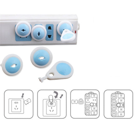 6 x Electrical Security Socket Lock Keep Baby Children Kids Safe for 2 Plug Sockets(Baby Blue)-garmade.com