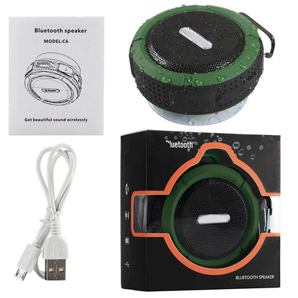C6 Outdoor Waterproof Bluetooth Speaker with Suction, Support Hands-free Calling(Green)-garmade.com
