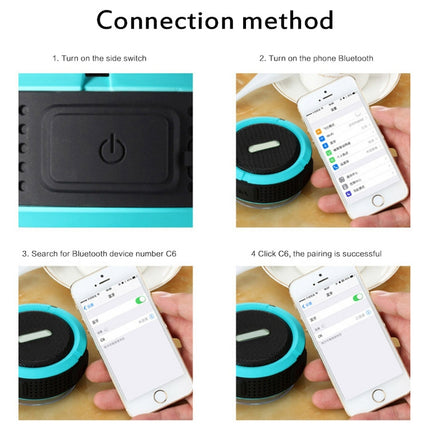 C6 Outdoor Waterproof Bluetooth Speaker with Suction, Support Hands-free Calling(Blue)-garmade.com