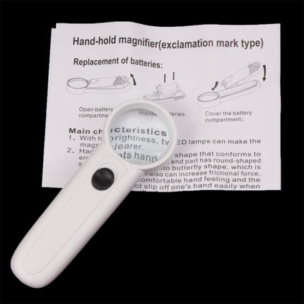 15X Handheld Exclamation Mark Type Magnifier with 2 LED-garmade.com