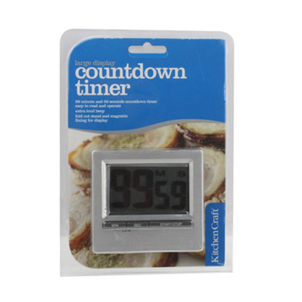 Kitchen Craft Large Display Digital Countdown Timer(Silver)-garmade.com
