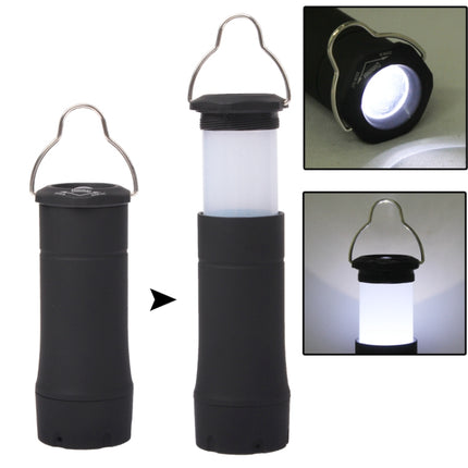 Camping Lamp Torch , Telescopic LED Flashlight with Clip(Black)-garmade.com