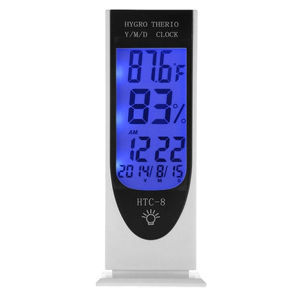 HTC-8 Luminous LCD Digital LED Night Light Thermometer Backlight Hygrometer Humidity Meter, with Alarm / Date / Clock / Calendar-garmade.com