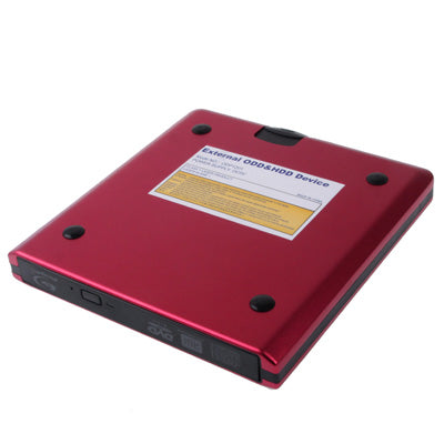 USB 3.0 Aluminum Alloy Portable DVD / CD Rewritable Blu-ray Drive for 12.7mm SATA ODD / HDD, Plug and Play(Red)-garmade.com