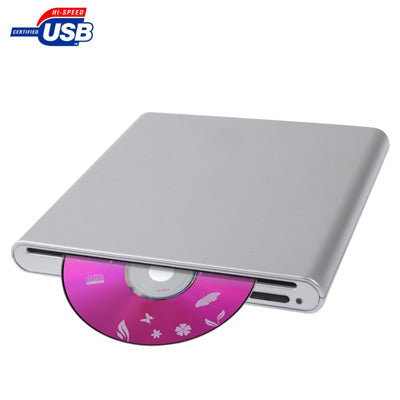 USB 2.0 Slim Aluminum Alloy Portable Slot-in External DVD-RW Drive, Plug and Play-garmade.com