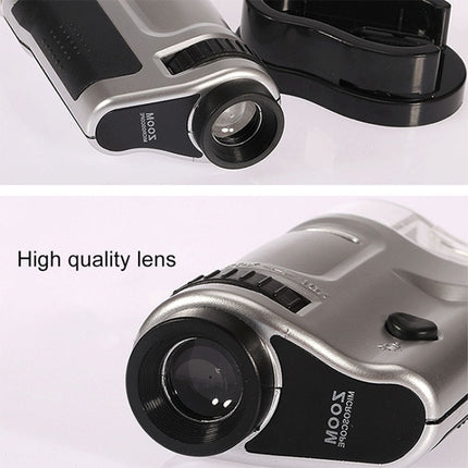 20X - 40X Magnification Zoom Lens Pocket Microscope with LED Light(Silver)-garmade.com