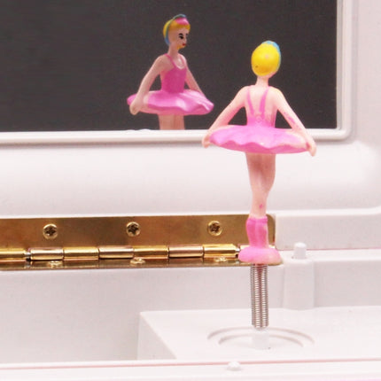 Cute Mini Suitcase Style Mechanical Music Box / Storage Box with Mirror & Ballet Girl(Pink)-garmade.com