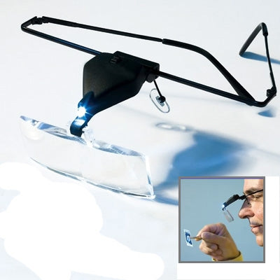 1.5X / 2.5X / 3.5X Magnifier Glasses with LED Light(Black)-garmade.com