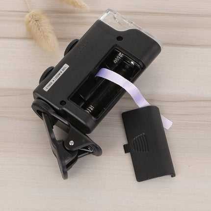 60X-100X Times Phone Microscope Clip Magnifying Jewelry Loupe With LED Light(Black)-garmade.com