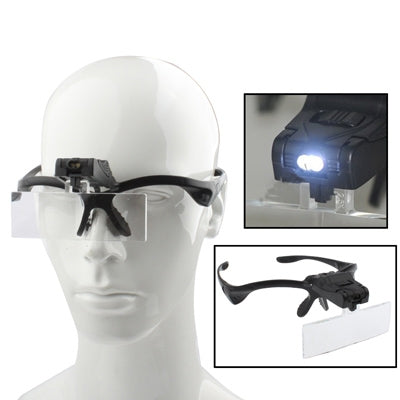 Multi-functional 1.0X / 1.5X / 2.0X / 2.5X / 3.5X Magnifier Glasses with 2-LED Lights, Random Color Delivery-garmade.com