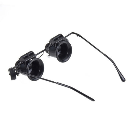 20X Glasses Type Watch Repair Loupe Magnifier with LED Light(Black)-garmade.com