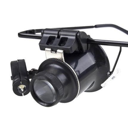 20X Glasses Type Watch Repair Loupe Magnifier with LED Light(Black)-garmade.com