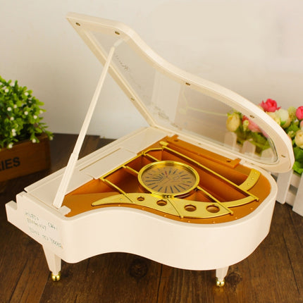Mechanical Classical Ballerina Girl Dancer the Piano Music Box(White)-garmade.com