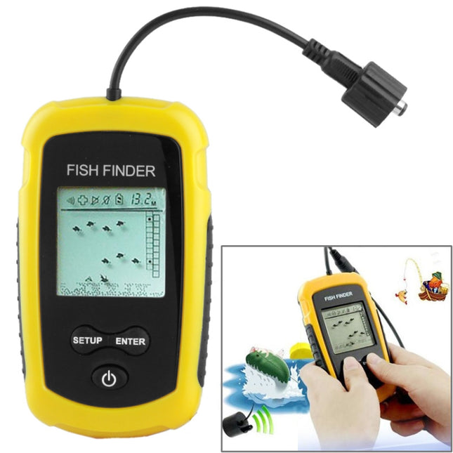 Portable Fish Finder with 2.0 inch Display, Depth Readings From 2.0 to 328ft (0.6-100m)(Yellow)-garmade.com
