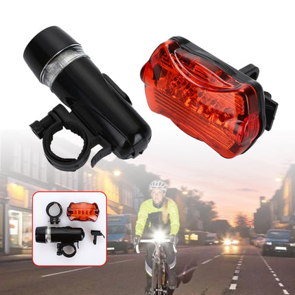 5 LED Water Resistant Bike Bicycle Head Light+ Rear Safety Flashlight-garmade.com