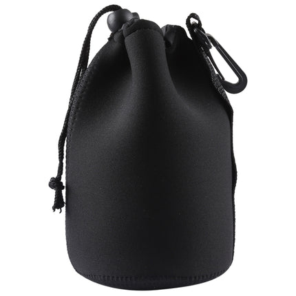 Neoprene SLR Camera Lens Carrying Bag Pouch Bag with Carabiner, Size: 10x18cm(Black)-garmade.com