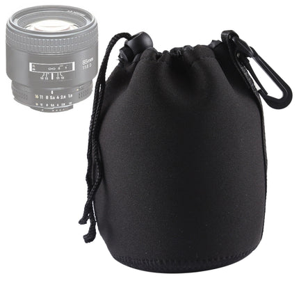 Neoprene SLR Camera Lens Carrying Bag Pouch Bag with Carabiner, Size: 10x14cm(Black)-garmade.com