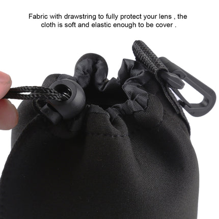 Neoprene SLR Camera Lens Carrying Bag Pouch Bag with Carabiner, Size: 10x22cm(Black)-garmade.com