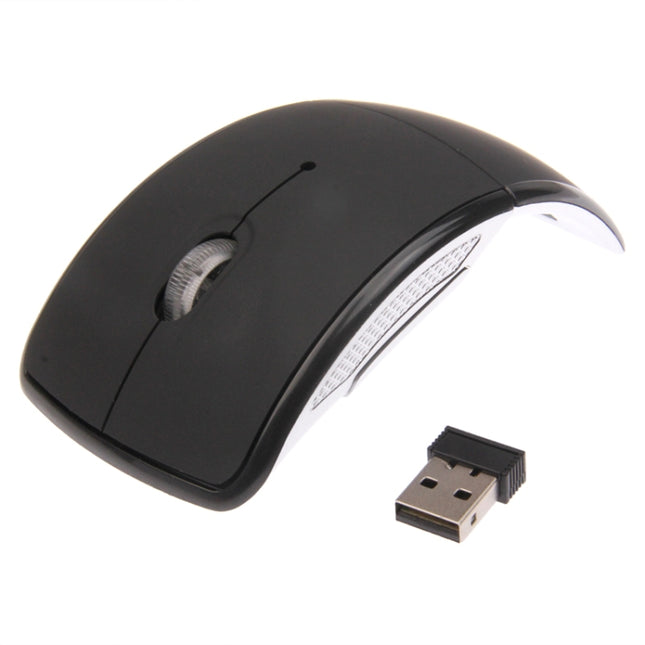 Wireless 2.4GHz 800-1200-1600dpi Snap-in Transceiver Folding Wireless Optical Mouse / Mice(Black)-garmade.com