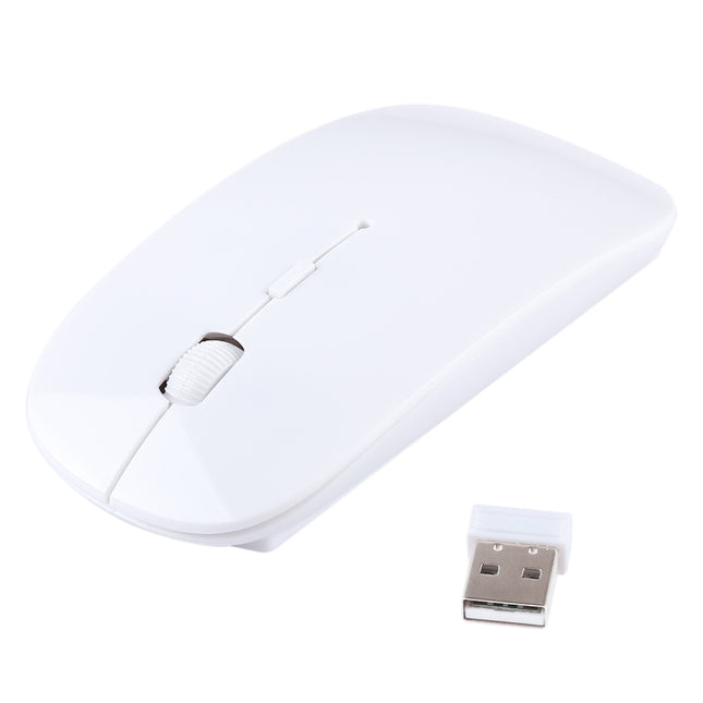2.4GHz Wireless Ultra-thin Laser Optical Mouse with USB Mini Receiver, Plug and Play(White)-garmade.com