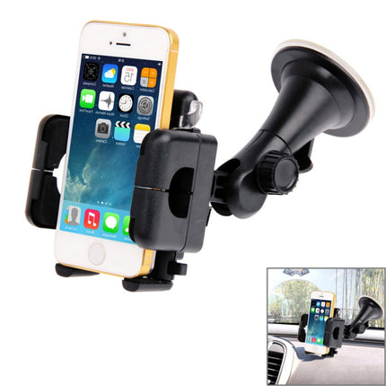 Universal 360 Degree Rotation Suction Cup Car Holder / Desktop Stand, For iPhone, Galaxy, Sony, Lenovo, HTC, Huawei, and other Smartphones of Width: 5.1cm- 10.5cm(Black)-garmade.com