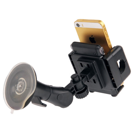 Universal 360 Degree Rotation Suction Cup Car Holder / Desktop Stand, For iPhone, Galaxy, Sony, Lenovo, HTC, Huawei, and other Smartphones of Width: 5.1cm- 10.5cm(Black)-garmade.com