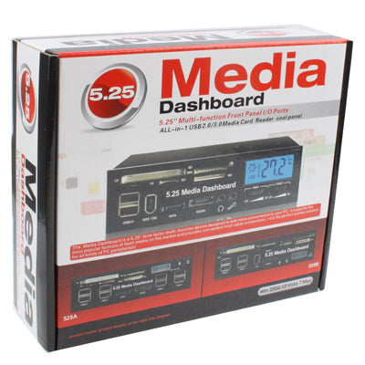 5.25 inch Media PC Dashboard Card Reader 2 x USB 3.0 + 6 x USB 2.0 SATA-garmade.com