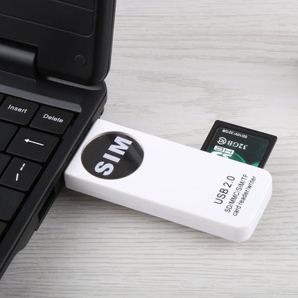 USB Universal Card Reader, Support SD / MMC /SIM / TF Card(White)-garmade.com