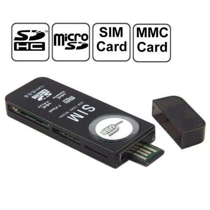 USB Universal Card Reader, Support SD / MMC /SIM / TF Card(Black)-garmade.com