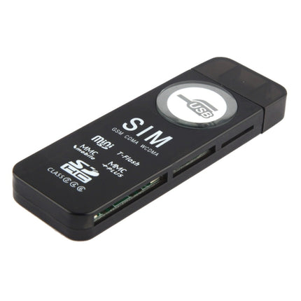 USB Universal Card Reader, Support SD / MMC /SIM / TF Card(Black)-garmade.com