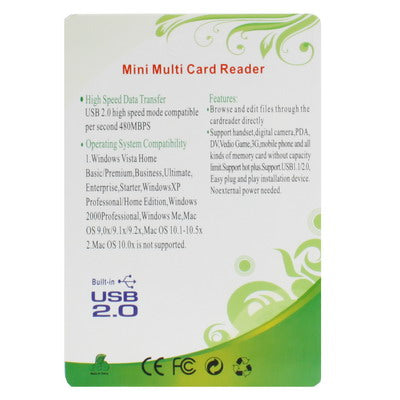 USB 2.0 Multi Card Reader, Support SD/MMC, MS, TF, M2 Card(Pink)-garmade.com