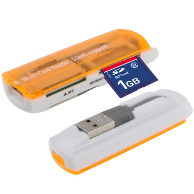 USB 2.0 Multi Card Reader, Support SD/MMC, MS, TF, M2 Card(Orange)-garmade.com