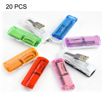 20 PCS USB 2.0 Multi Card Reader, Support SD / MMC, MS, TF, M2 Card, Random Color Delivery-garmade.com