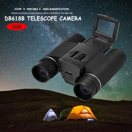 DB618B 10X25 Zoom 10mm Objective Lens HD 1280x960P 1.5 inch LCD Screen Binocular Telescope Digital Camera(Black)-garmade.com