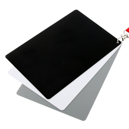 3 in 1 Black White Gray Balance Card / Digital Gray Card with Strap, Works with Any Digital Camera, File Form: RAW and JPEG, Size: 17.5cm x 12cm-garmade.com