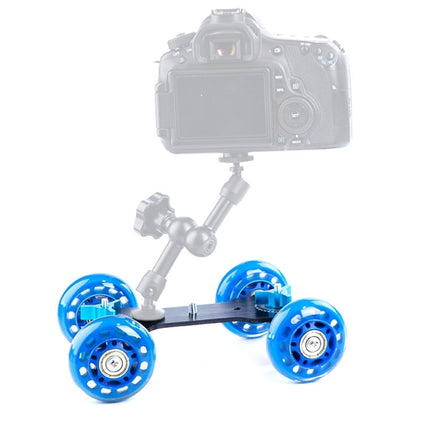 DEBO First Generation Camera Truck / Floor Table Video Slider Track Dolly Car for DSLR Camera / Camcorders(Blue)-garmade.com