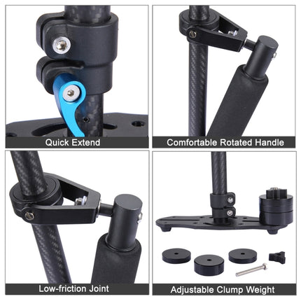 YELANGU 38.5-61cm Carbon Fiber Handheld Stabilizer for DSLR & DV Digital Video & Cameras, Capacity Range 0.5-3kg(Blue)-garmade.com