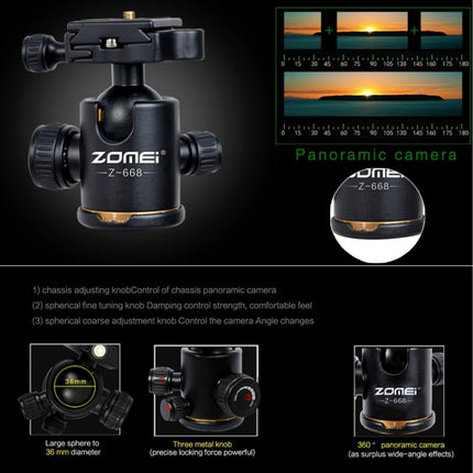 ZOMEI Z688 Portable Professional Travel Magnesium Alloy Material Tripod Monopod with Ball Head for Digital Camera-garmade.com