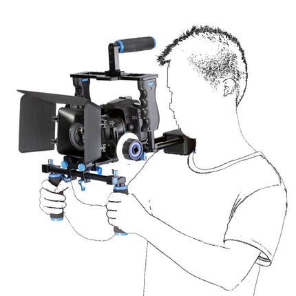 YELANGU YLG1103A-A Dual Handles Camera Shoulder Mount + Camera Cage Stabilizer Kit with Matte Box for DSLR Camera / Video Camera-garmade.com