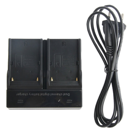 Dual Channel Digital Battery Charger for Sony F550 / F730 / F750 / F960 / F960H, EU Plug(Black)-garmade.com