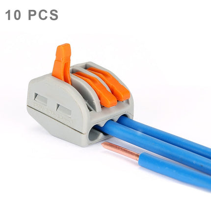 10 PCS Universal Compact 3 Pin Push Clamp Solderless Wire Connector-garmade.com