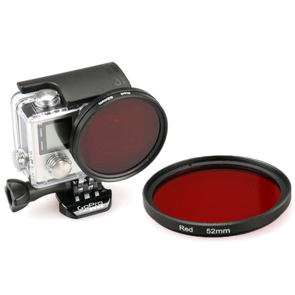 52mm Round Circle Color UV Lens Filter for GoPro HERO 4 / 3+(Red)-garmade.com