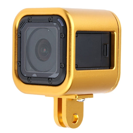 Housing Shell CNC Aluminum Alloy Protective Cage with Insurance Back Cover for GoPro HERO5 Session /HERO4 Session /HERO Session(Gold)-garmade.com