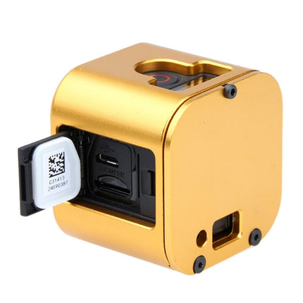 Housing Shell CNC Aluminum Alloy Protective Cage with Insurance Back Cover for GoPro HERO5 Session /HERO4 Session /HERO Session(Gold)-garmade.com