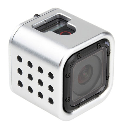Housing Shell CNC Aluminum Alloy Protective Cage with Insurance Back Cover for GoPro HERO5 Session /HERO4 Session /HERO Session(Silver)-garmade.com