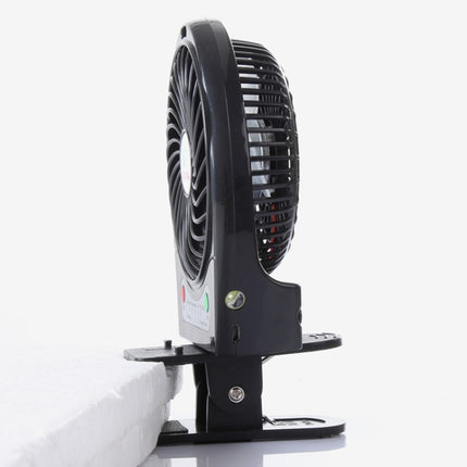 Hadata 4.3 inch Portable USB / Li-ion Battery Powered Rechargeable Fan with Third Wind Gear Adjustment & Clip(Black)-garmade.com
